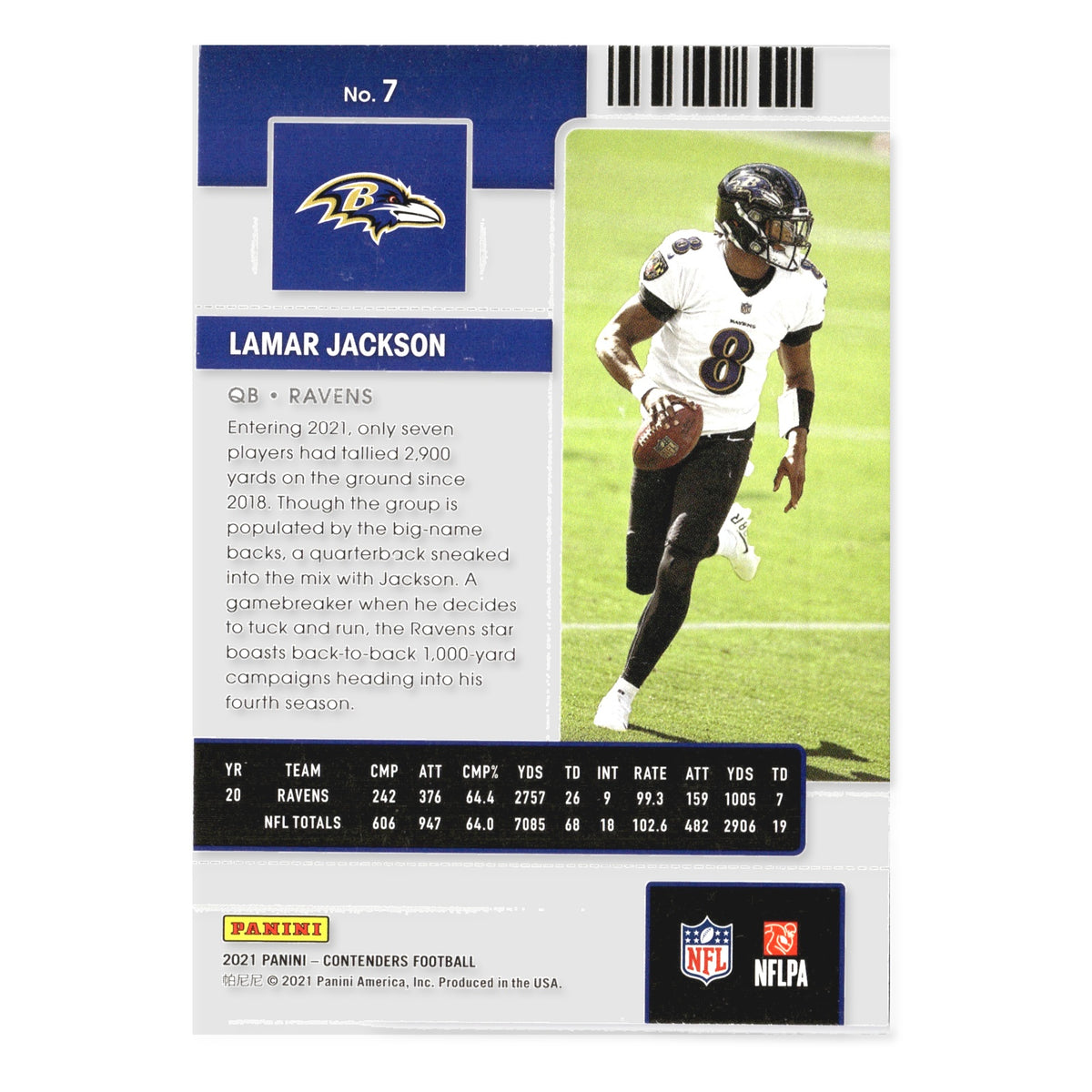 Lamar Jackson #7 2021 Panini Contenders Baltimore Ravens