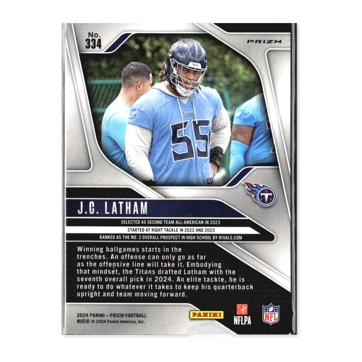 J.C. Latham #334 Pink 2024 Panini Prizm Tennessee Titans RC