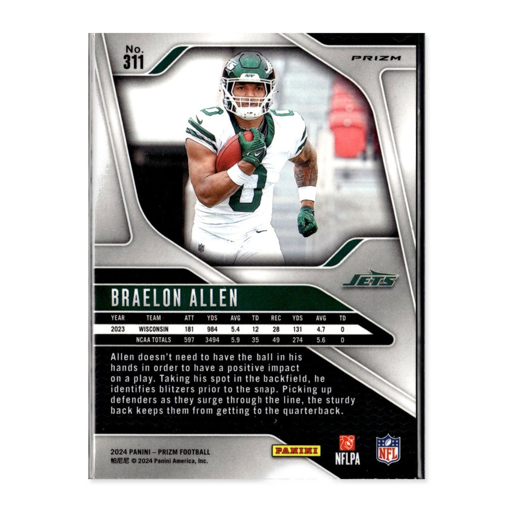 Braelon Allen #311 Pink 2024 Panini Prizm New York Jets RC