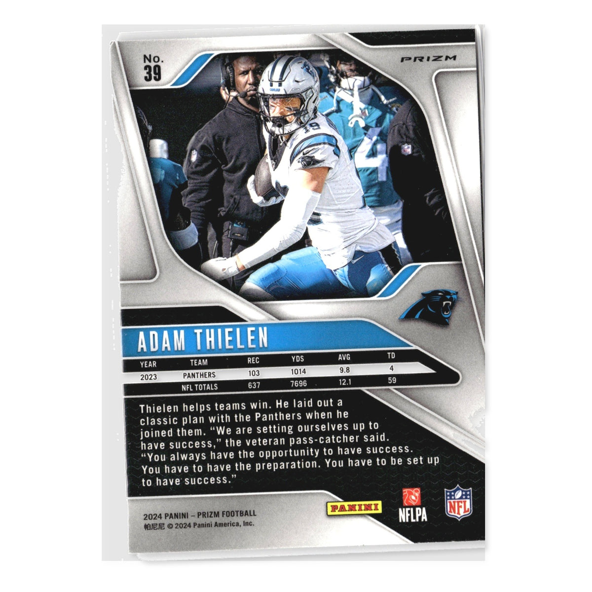 Adam Thielen #39 Silver 2024 Panini Prizm Carolina Panthers