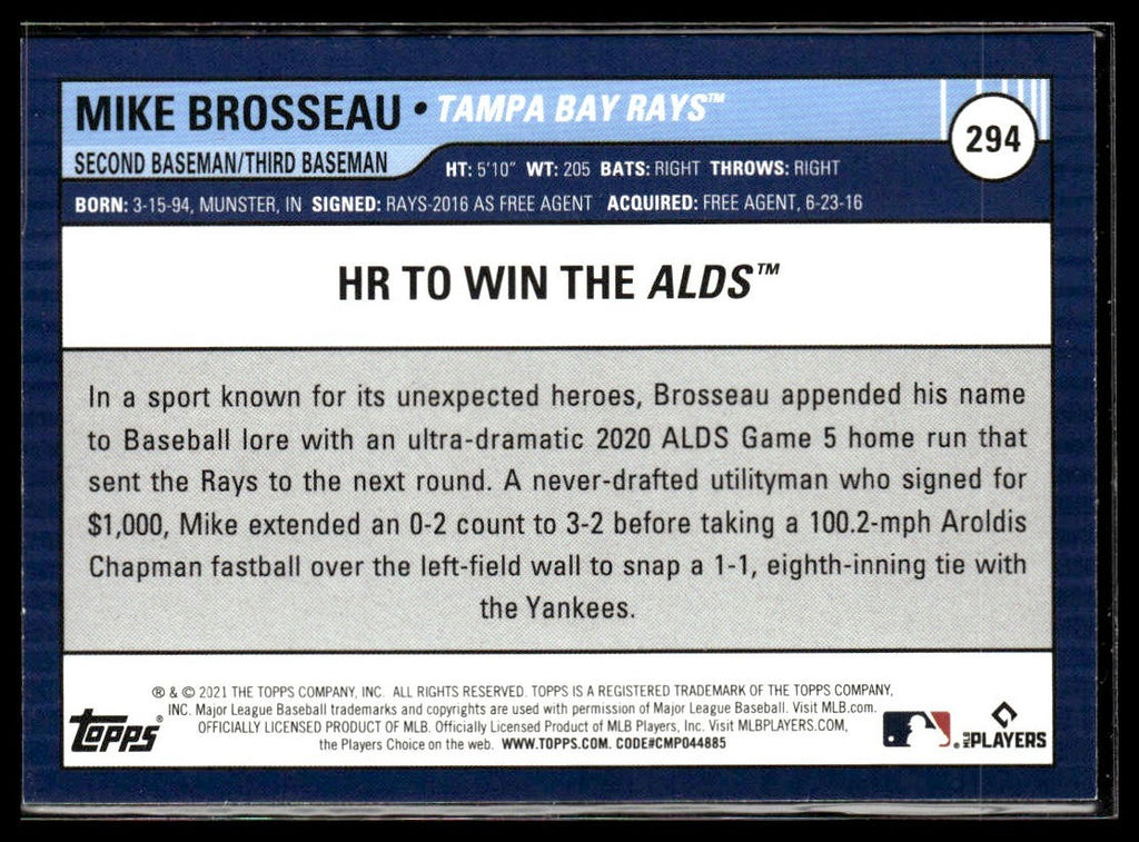 Mike Brosseau #294 Orange 2021 Topps Big League Tampa Bay Rays