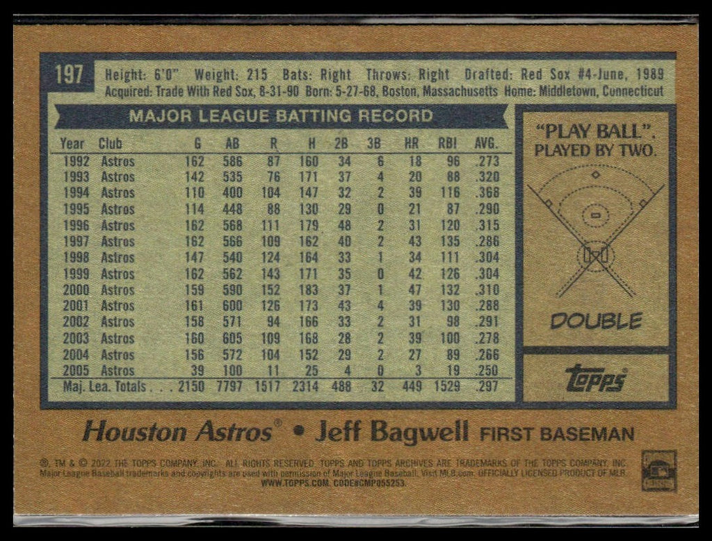 Jeff Bagwell #197 2022 Topps Archives Houston Astros