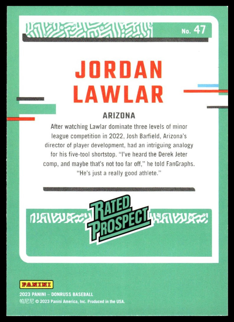 Jordan Lawlar #47 2023 Donruss Arizona Diamondbacks