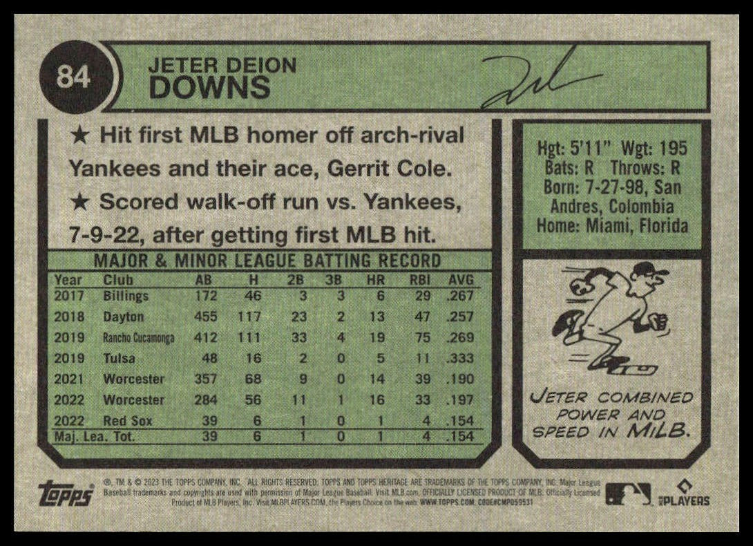 Jeter Downs #84 2023 Topps Heritage Washington Nationals RC