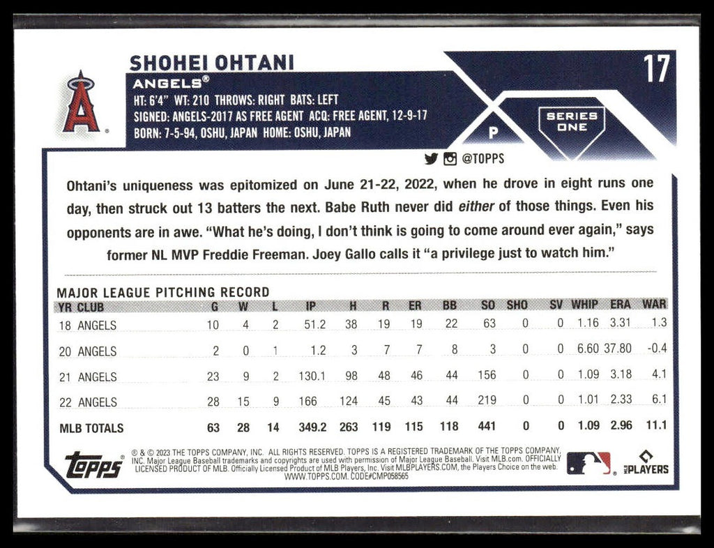 Shohei Ohtani #17 2023 Topps Los Angeles Angels