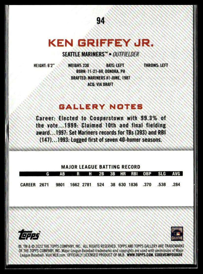 Ken Griffey Jr. #94 2022 Topps Gallery Seattle Mariners
