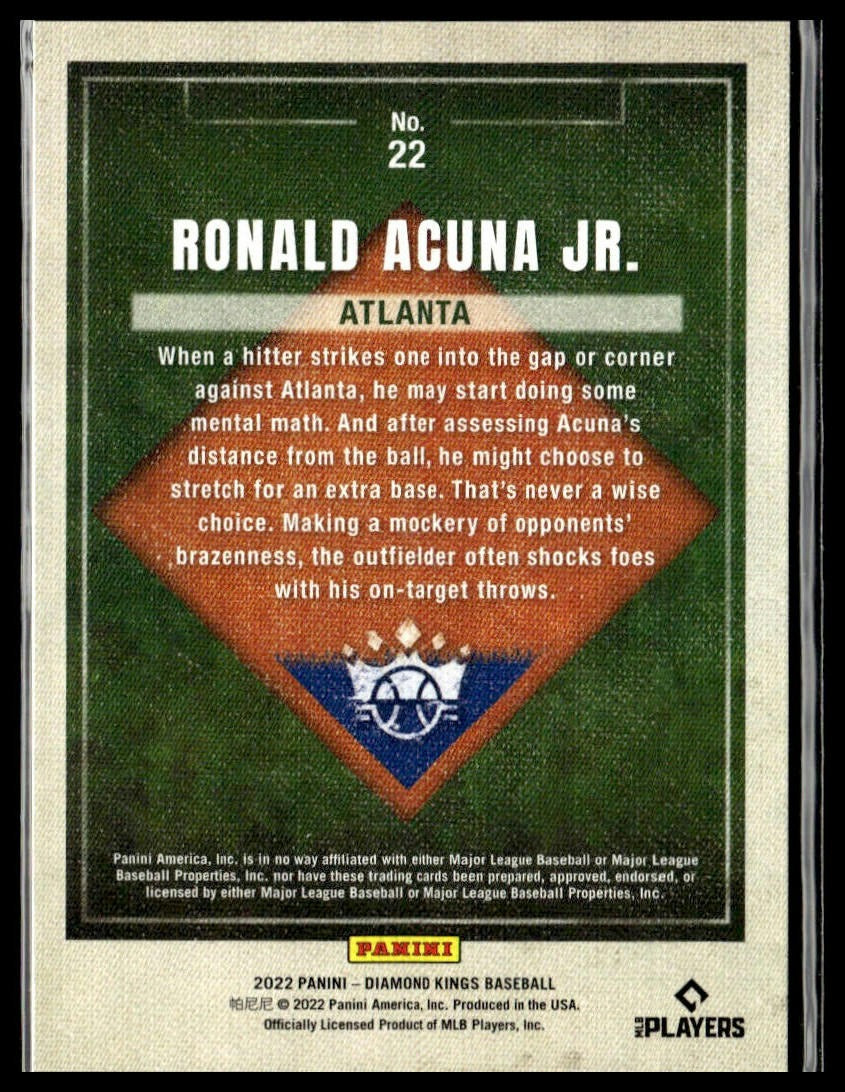 Ronald Acuna Jr. #22 Framed Blue 2022 Panini Diamond Kings Atlanta Braves