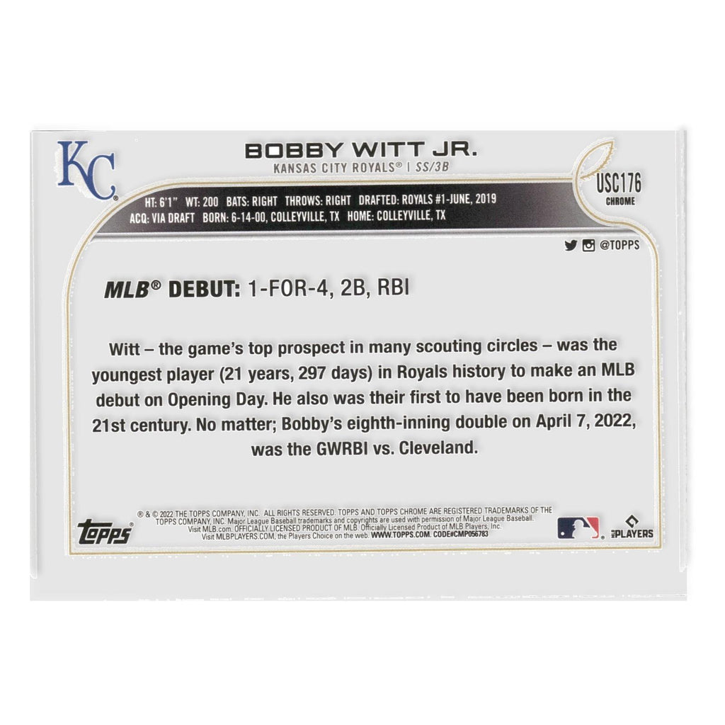 Bobby Witt Jr. #USC176 2022 Topps Chrome Update Kansas City Royals