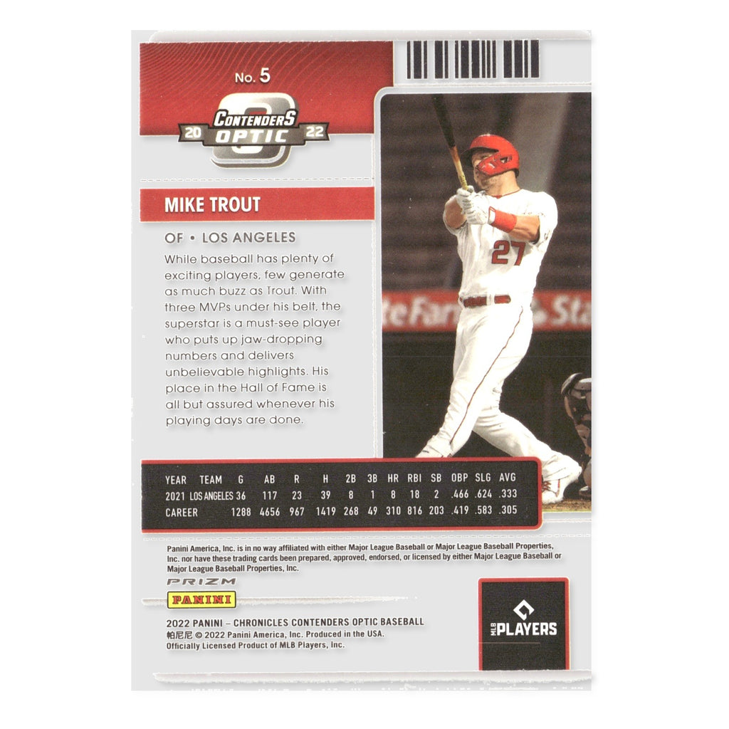 Mike Trout #5 Contenders Optic Pink Pulsar 2022 Panini Chronicles Angels