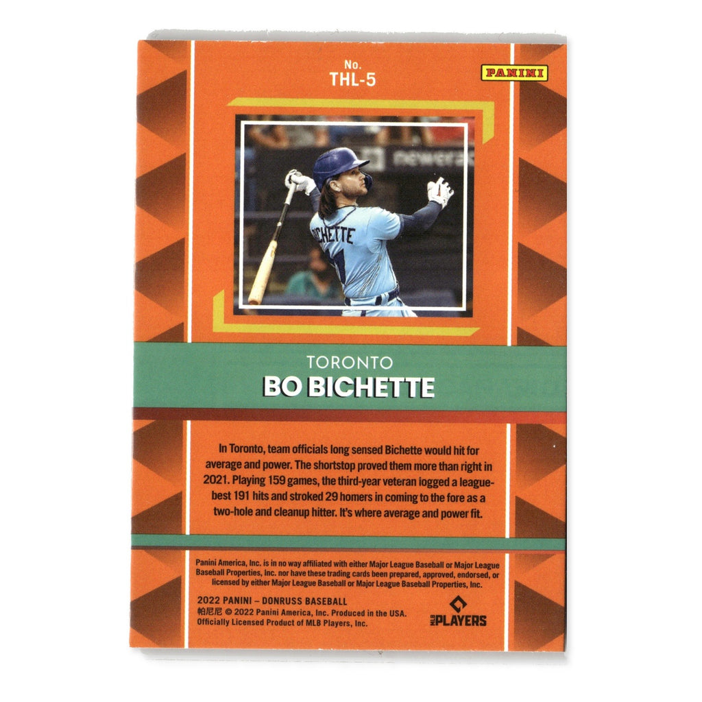 Bo Bichette #THL-5 The Hit List Silver 2022 Donruss #/349 Toronto Blue Jays