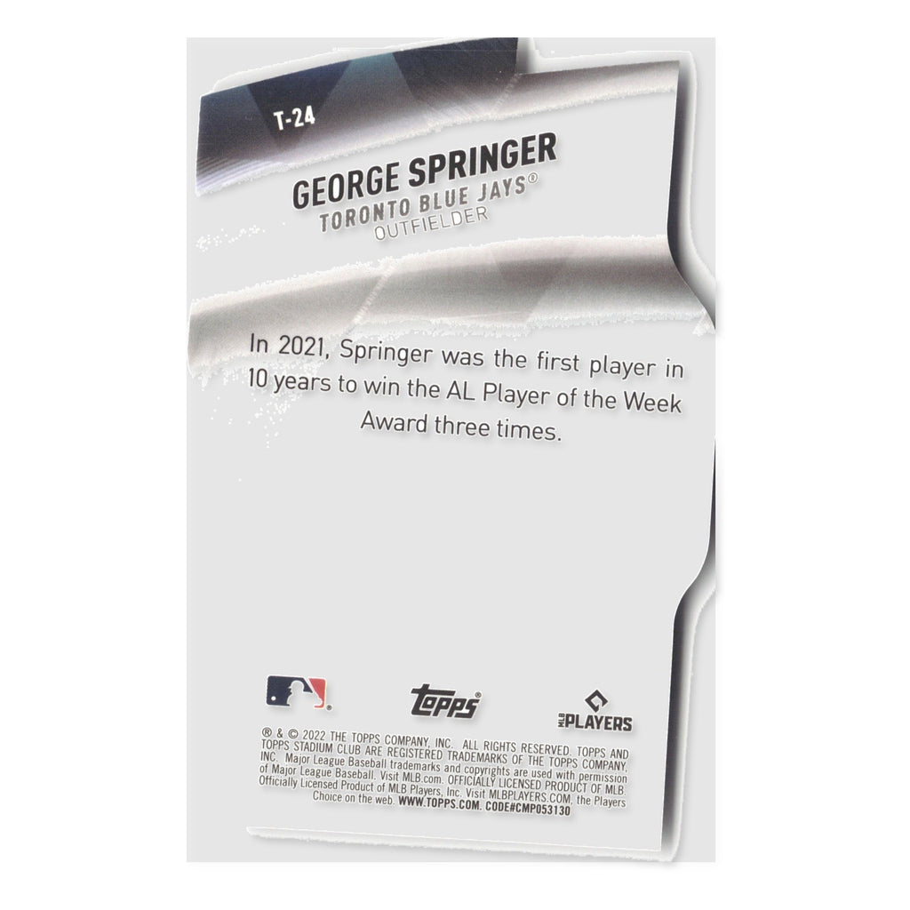 George Springer #T-24 Triumvirates 2022 Stadium Club Toronto Blue Jays