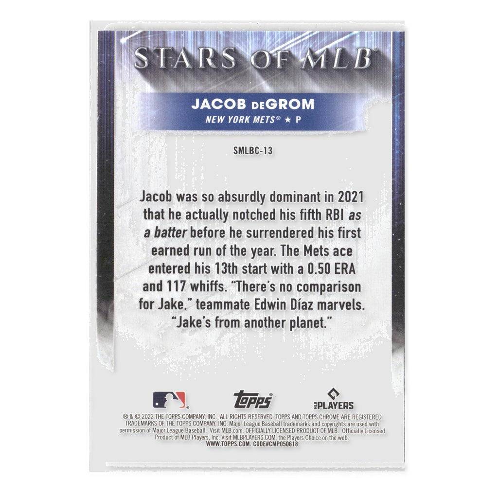 Jacob deGrom #SMLB-13 Stars of MLB 2022 Topps New York Mets