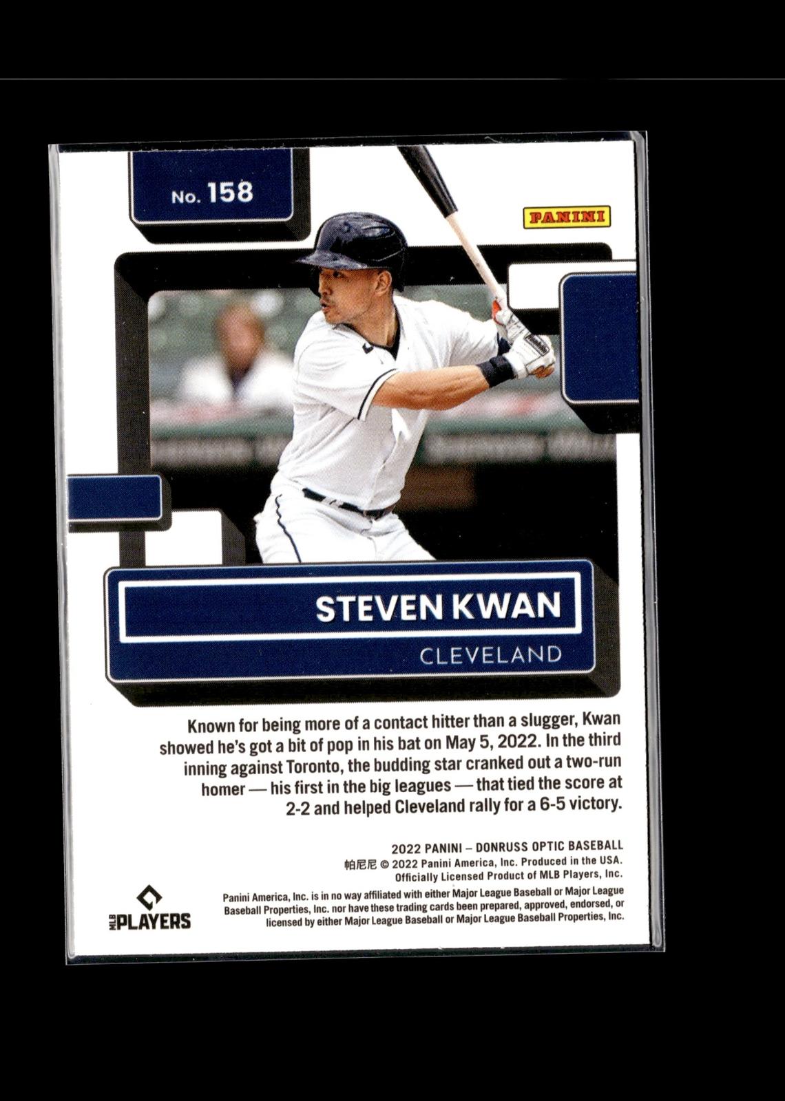 Steven Kwan #158 2022 Donruss Optic Cleveland Guardians RC
