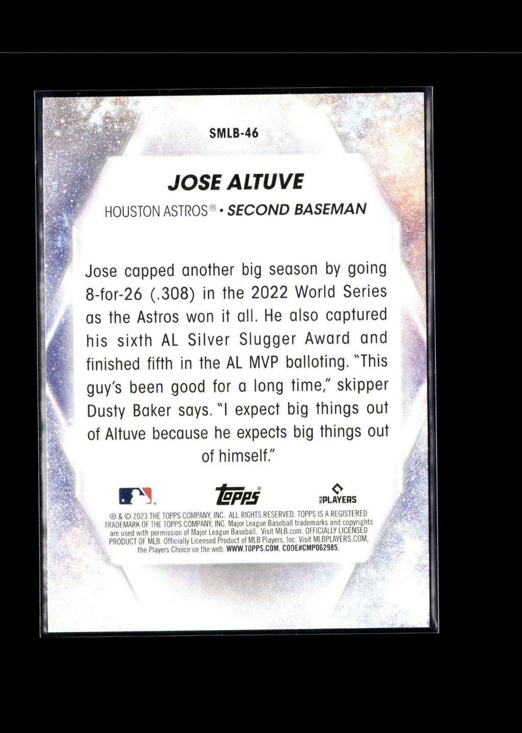 Jose Altuve #SMLB-46 Stars of MLB 2023 Topps Houston Astros
