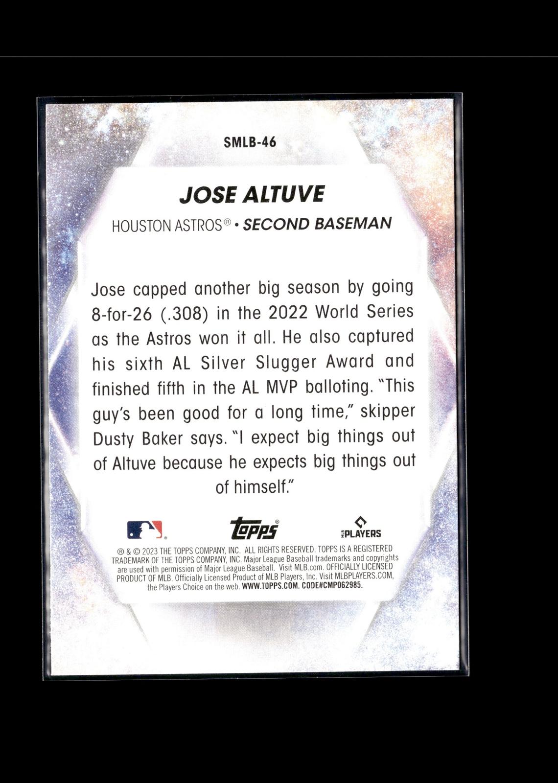 Jose Altuve #SMLB-46 Stars of MLB 2023 Topps Houston Astros