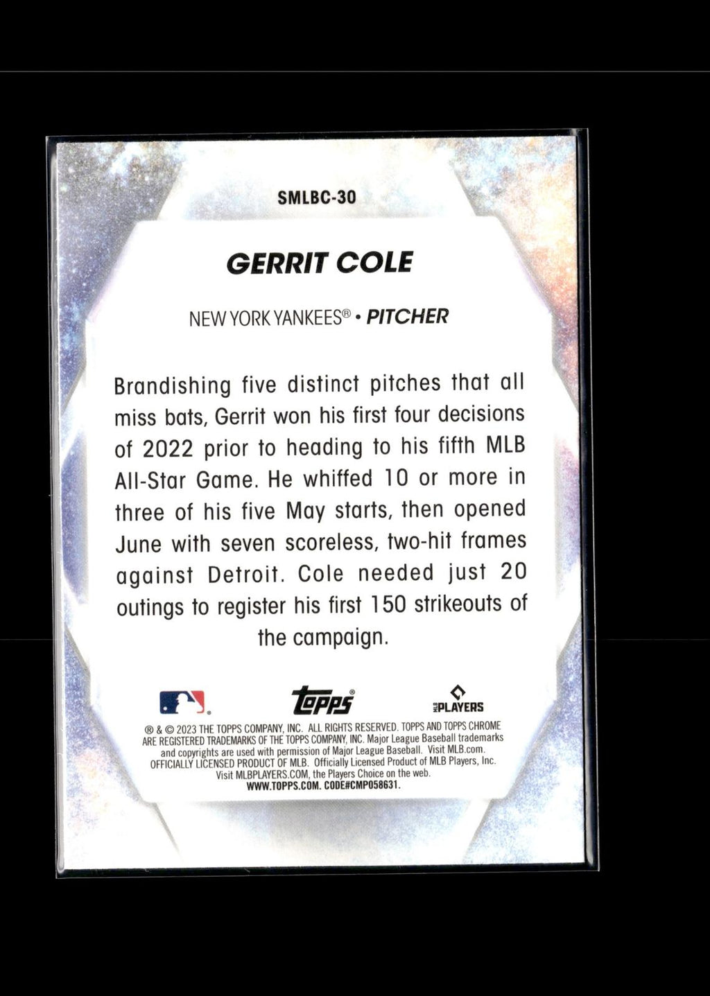 Gerrit Cole #SMLBC-30 Stars of MLB Chrome 2023 Topps New York Yankees
