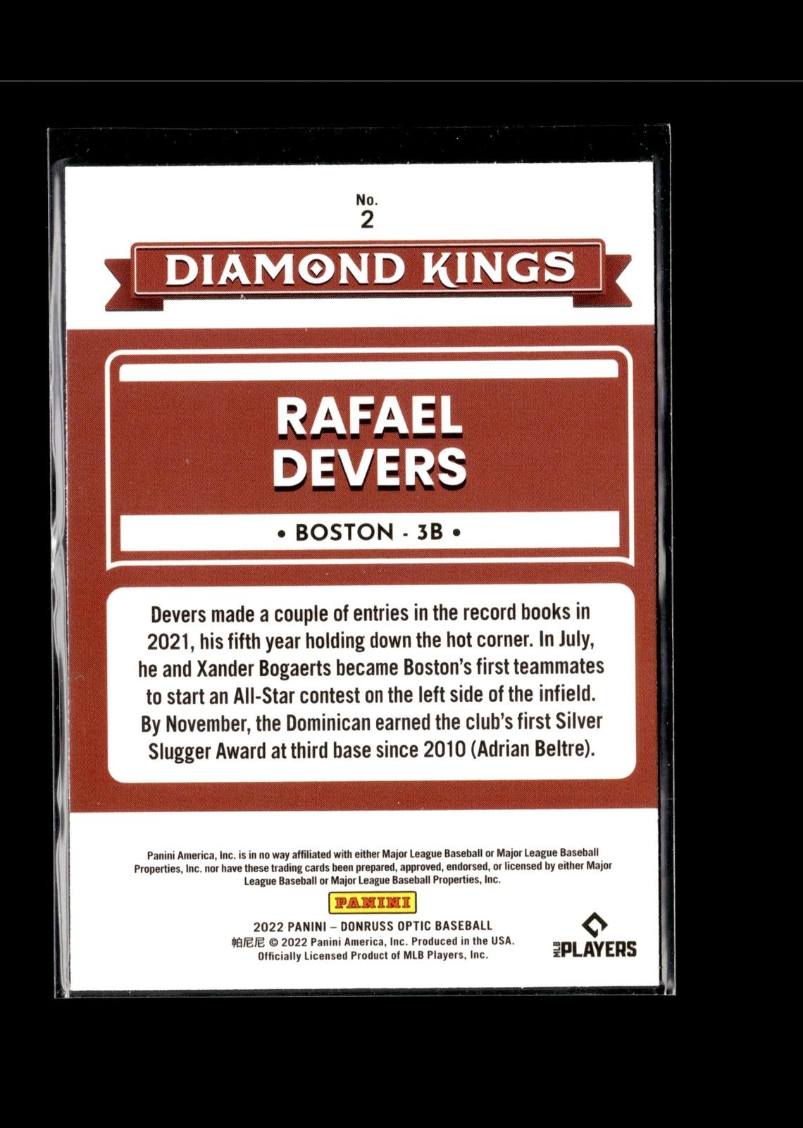 Rafael Devers #2 2022 Donruss Optic Boston Red Sox