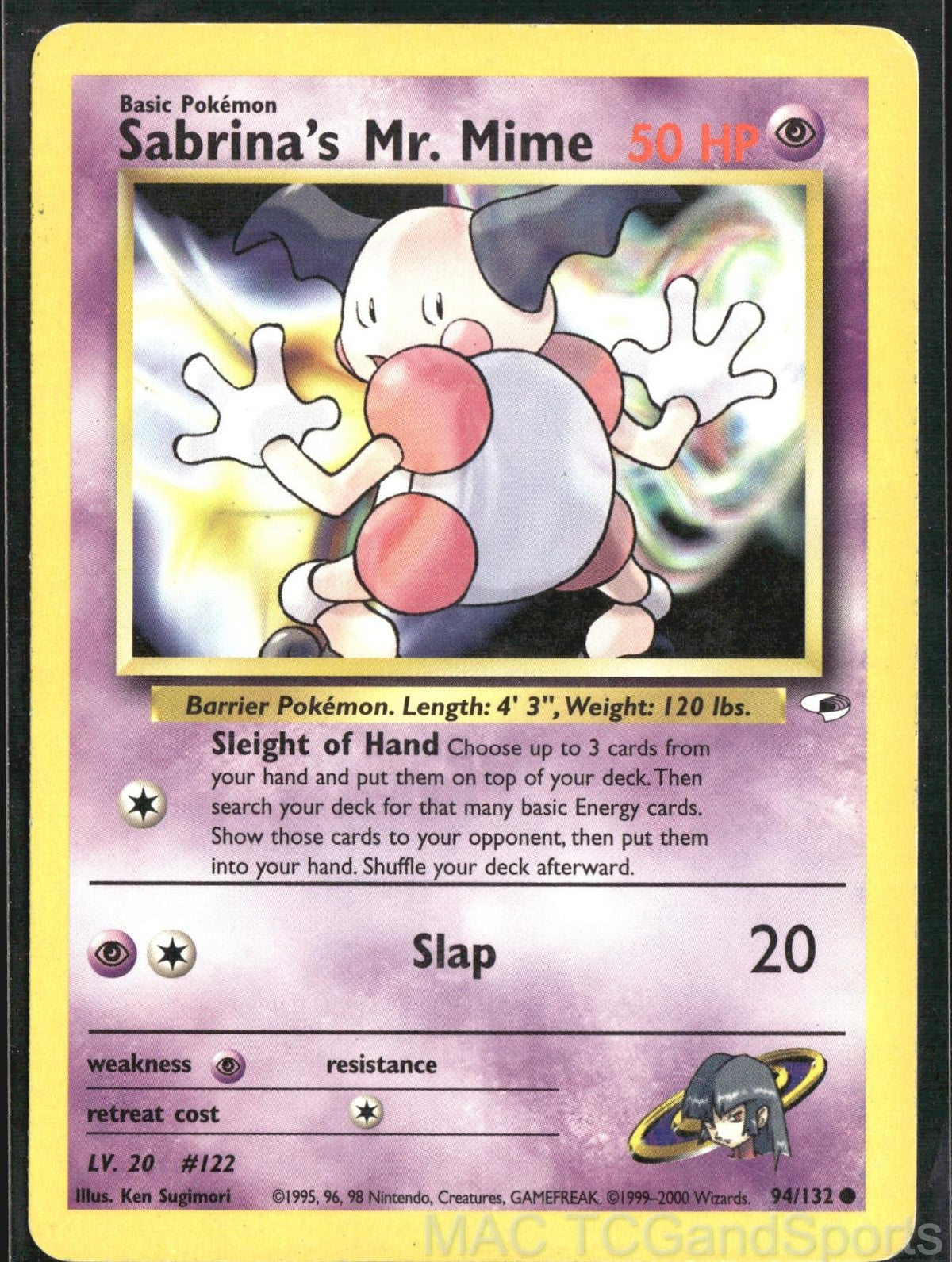 Sabrina's Mr. Mime 94/132 Unlimited Gym Heroes Pokemon TCG LP