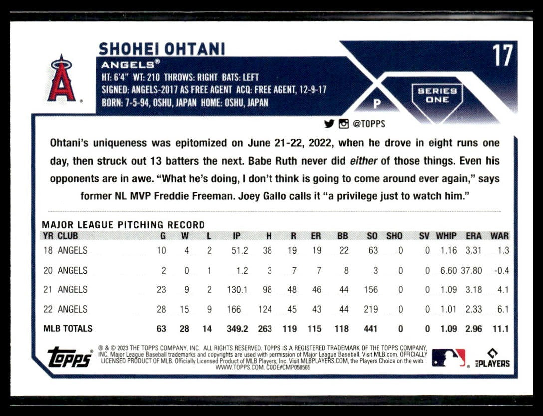 Shohei Ohtani #17 All-Star Game 2023 Topps Los Angeles Angels
