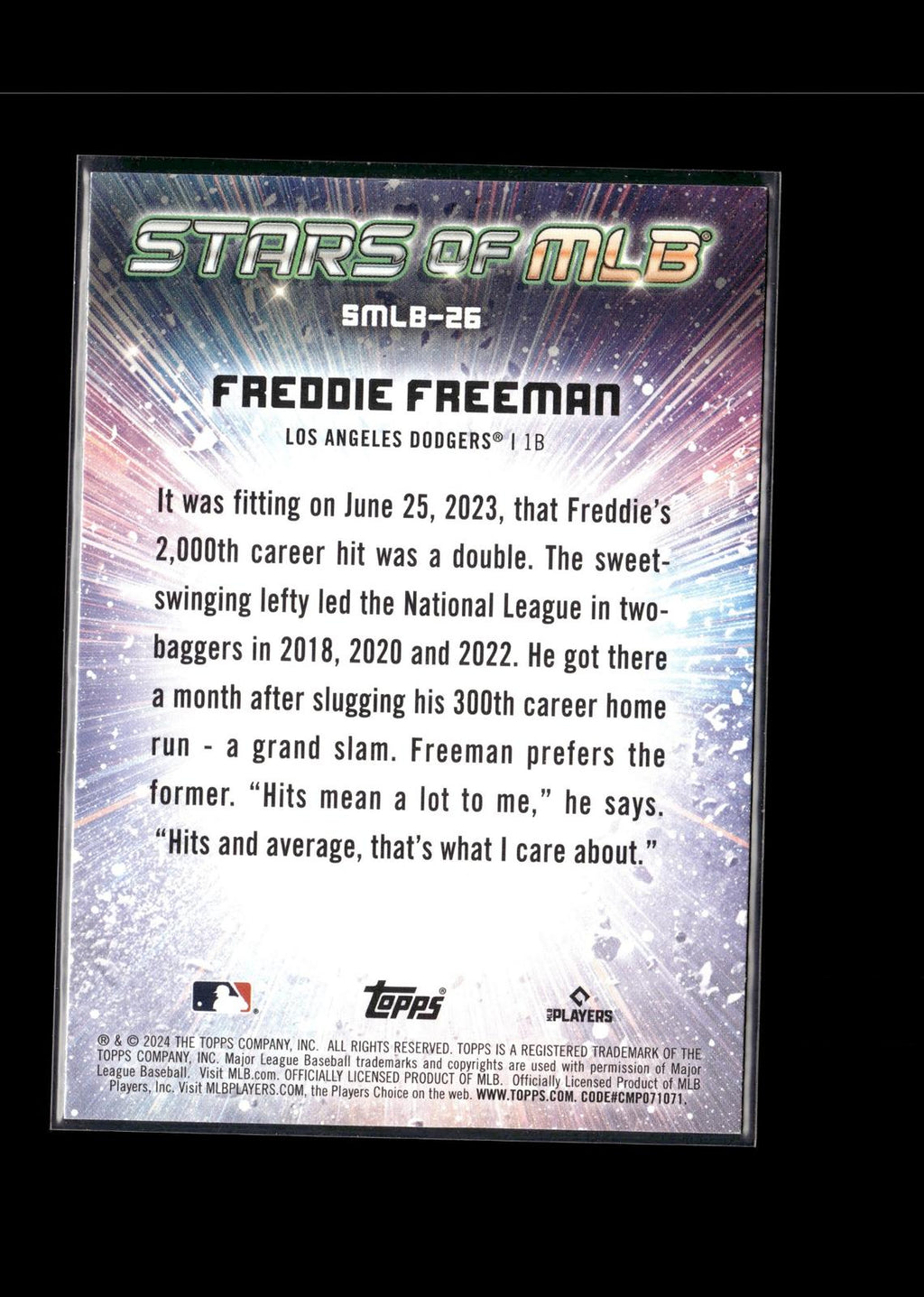 Freddie Freeman #SMLB-26 Stars of MLB 2024 Topps Los Angeles Dodgers
