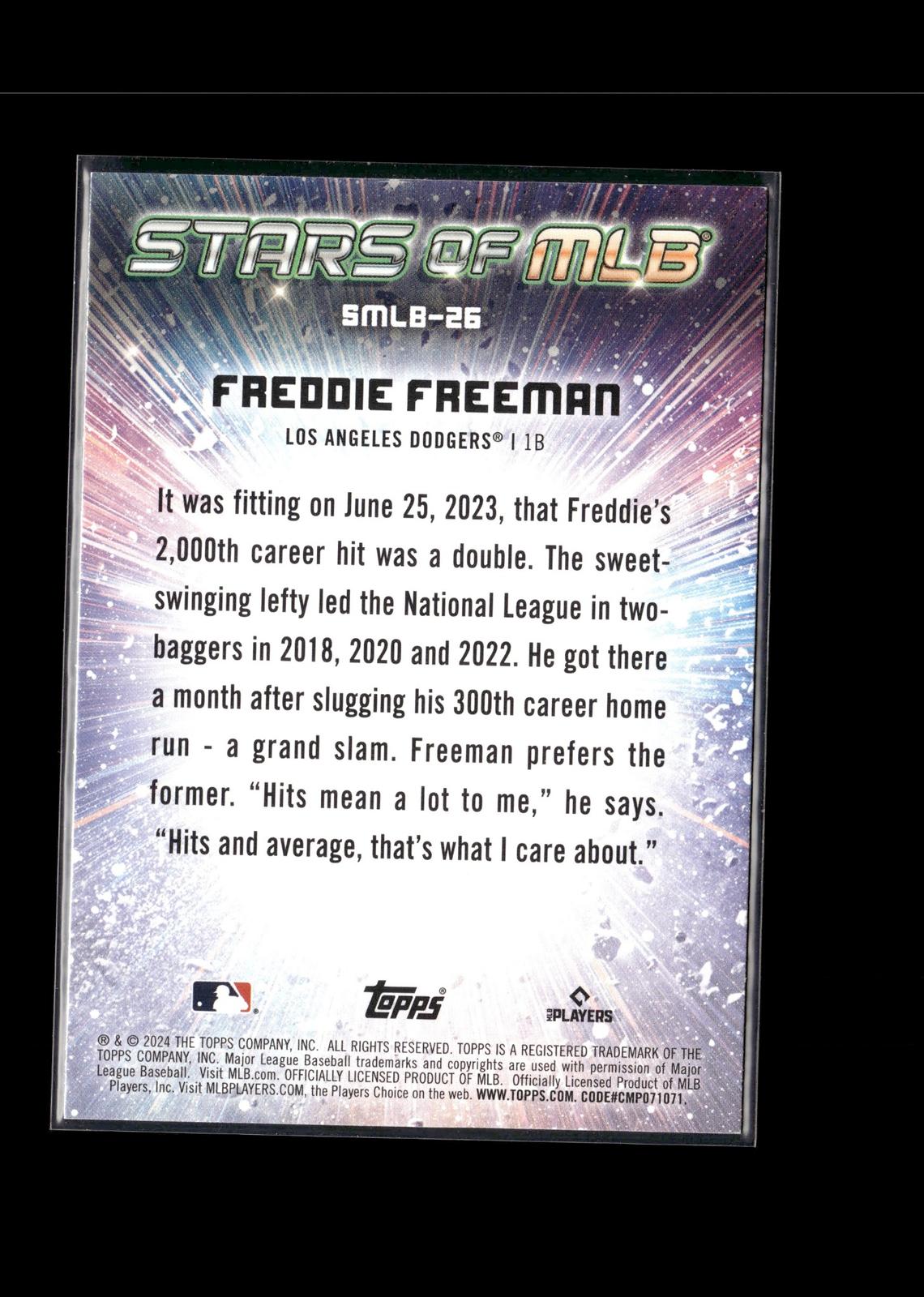 Freddie Freeman #SMLB-26 Stars of MLB 2024 Topps Los Angeles Dodgers