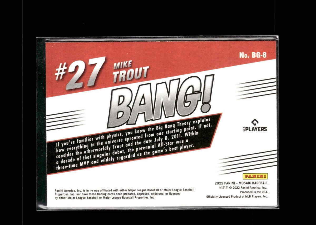 Mike Trout #BG-8 Bang! 2022 Panini Mosaic Los Angeles Angels