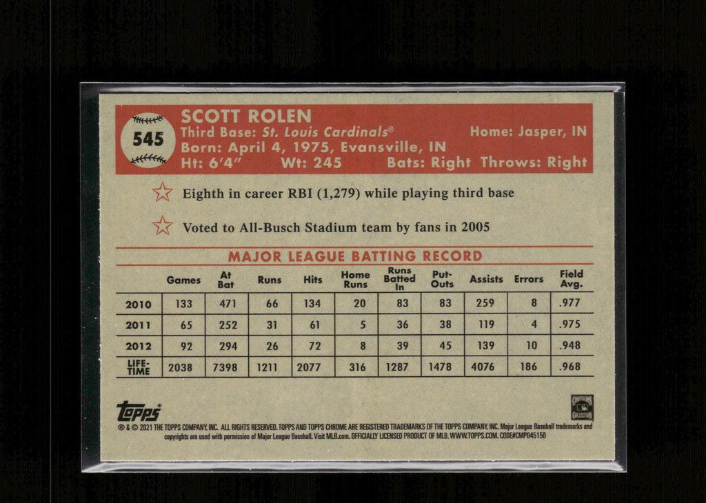 Scott Rolen #545 2021 Topps Chrome Platinum Anniversary St. Louis Cardinals