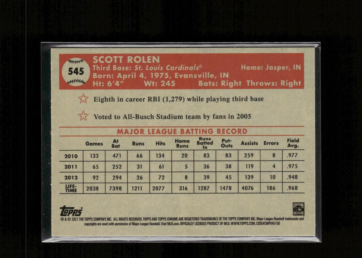 Scott Rolen #545 2021 Topps Chrome Platinum Anniversary St. Louis Cardinals