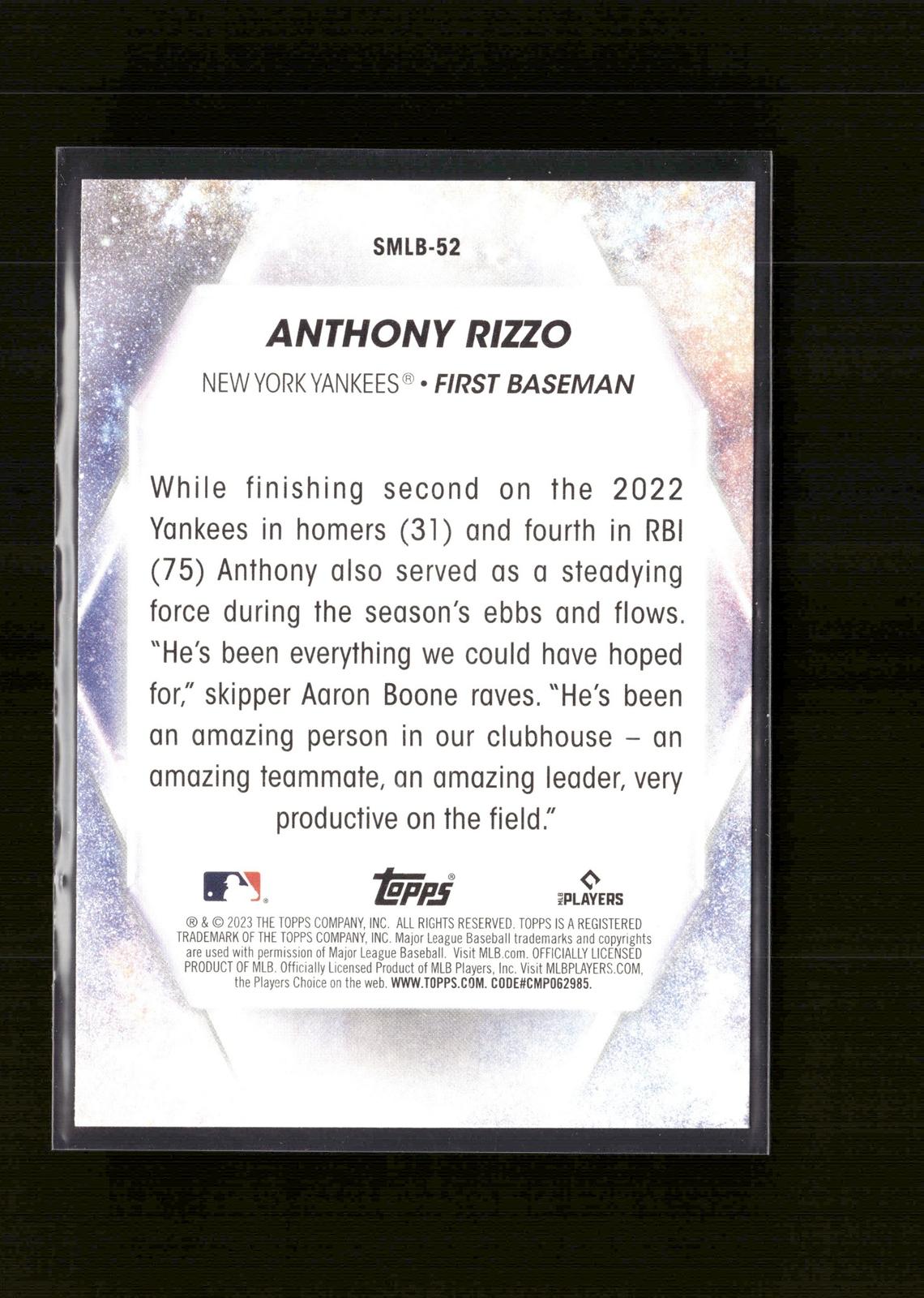 Anthony Rizzo #SMLB-52 Stars of MLB 2023 Topps New York Yankees