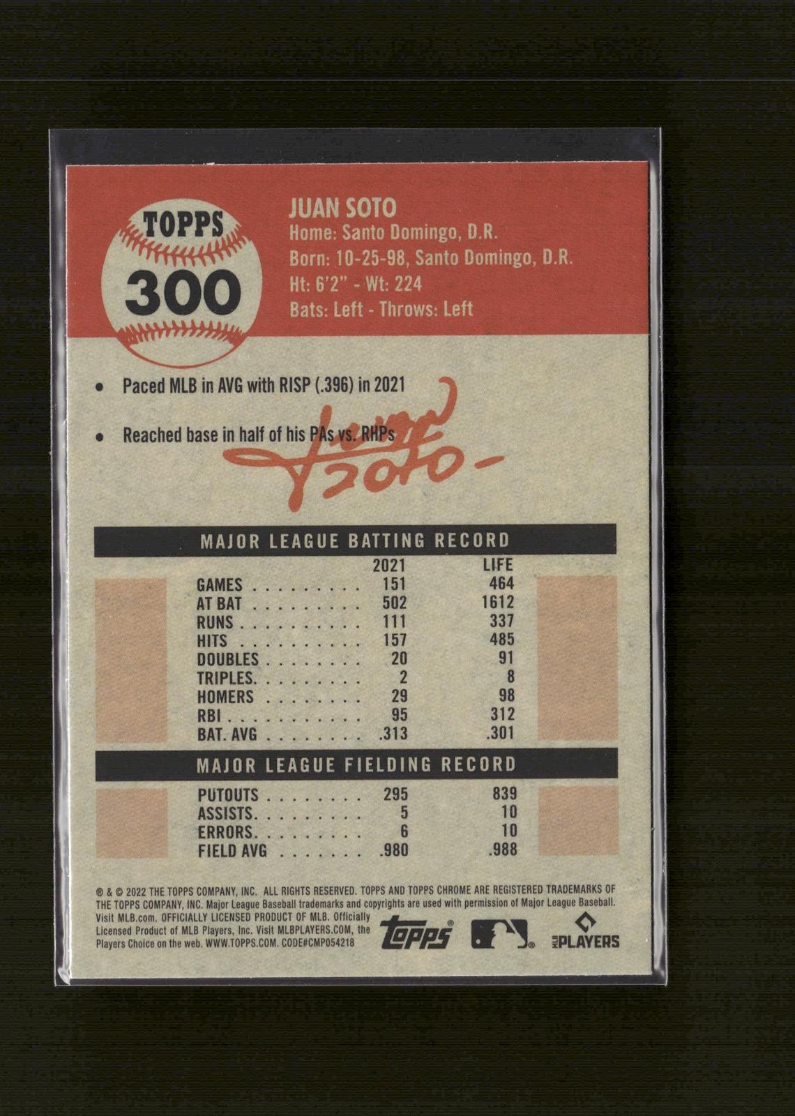 Juan Soto #300 2022 Topps Chrome Platinum Anniversary Washington Nationals