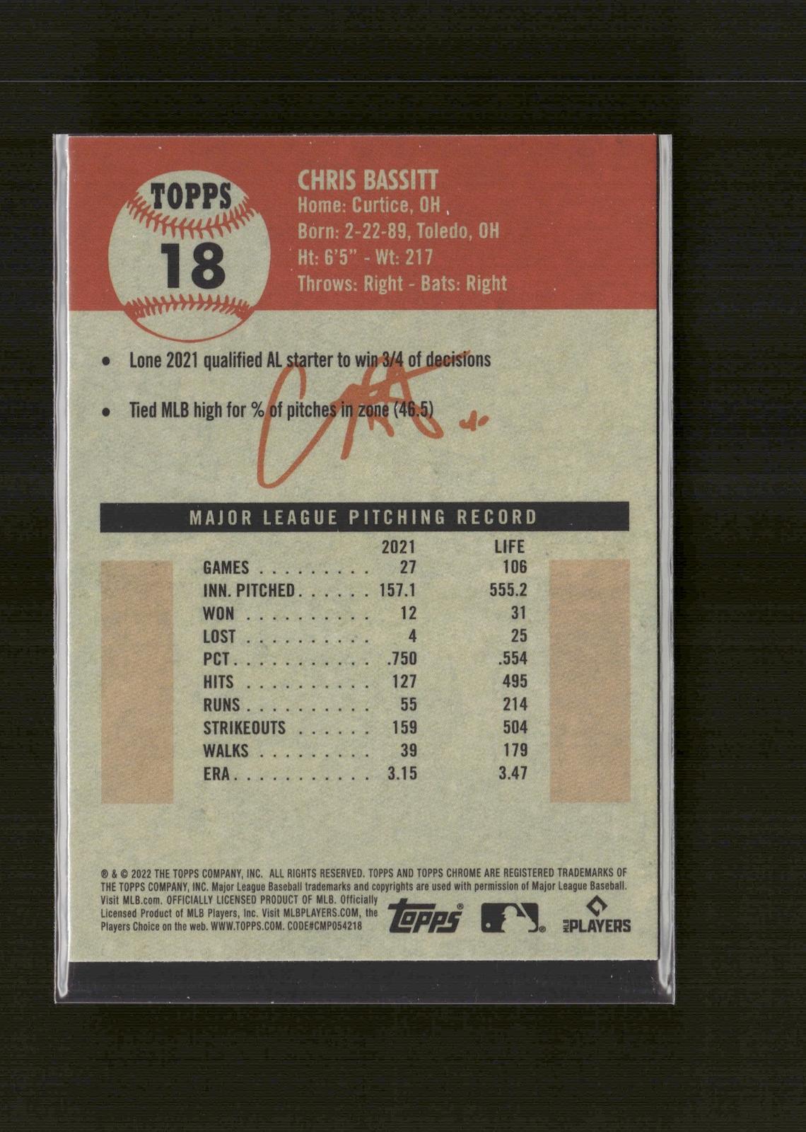 Chris Bassitt #18 Prism Refractor 2022 Topps Chrome Platinum Anniversary Mets
