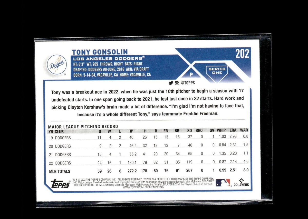 Tony Gonsolin #202 Rainbow Foil 2023 Topps Los Angeles Dodgers