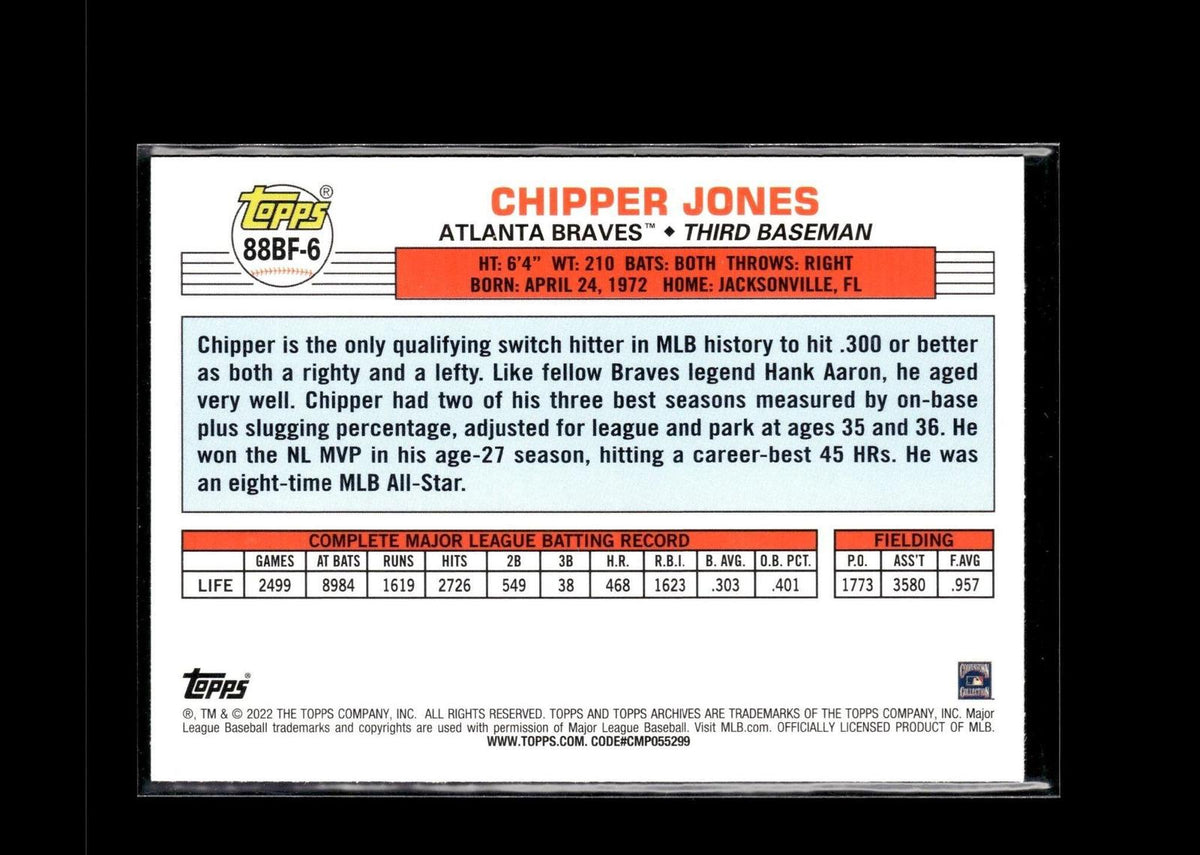 Chipper Jones #88BF-6 1988 Topps Big Foil 2022 Topps Archives Atlanta Braves