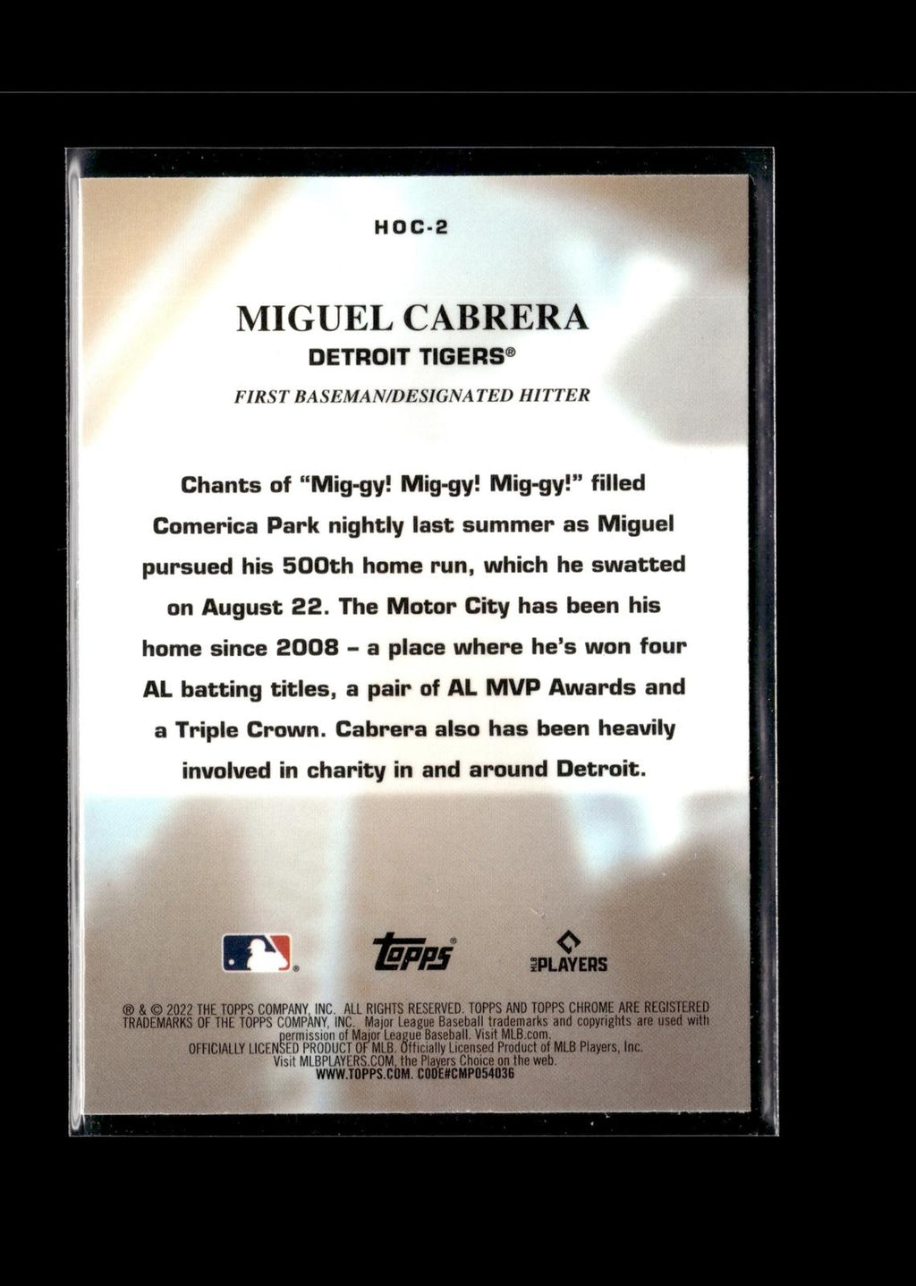 Miguel Cabrera #HOC-2 Heart of the City 2022 Topps Chrome Detroit Tigers