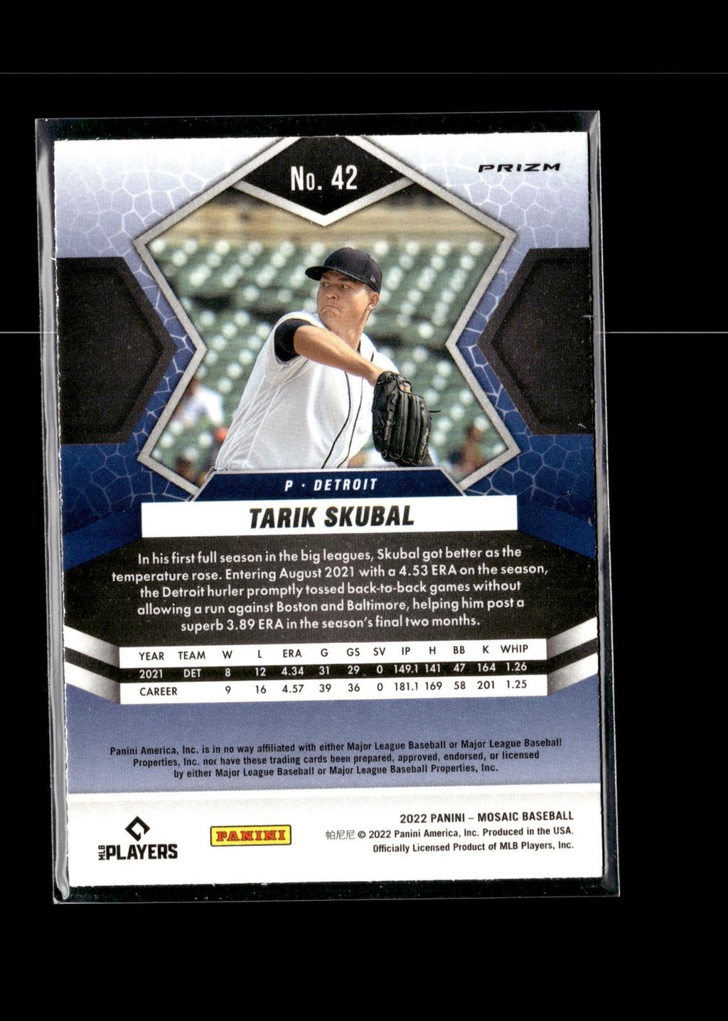Tarik Skubal #42 Blue Camo Mosaic 2022 Panini Mosaic Detroit Tigers