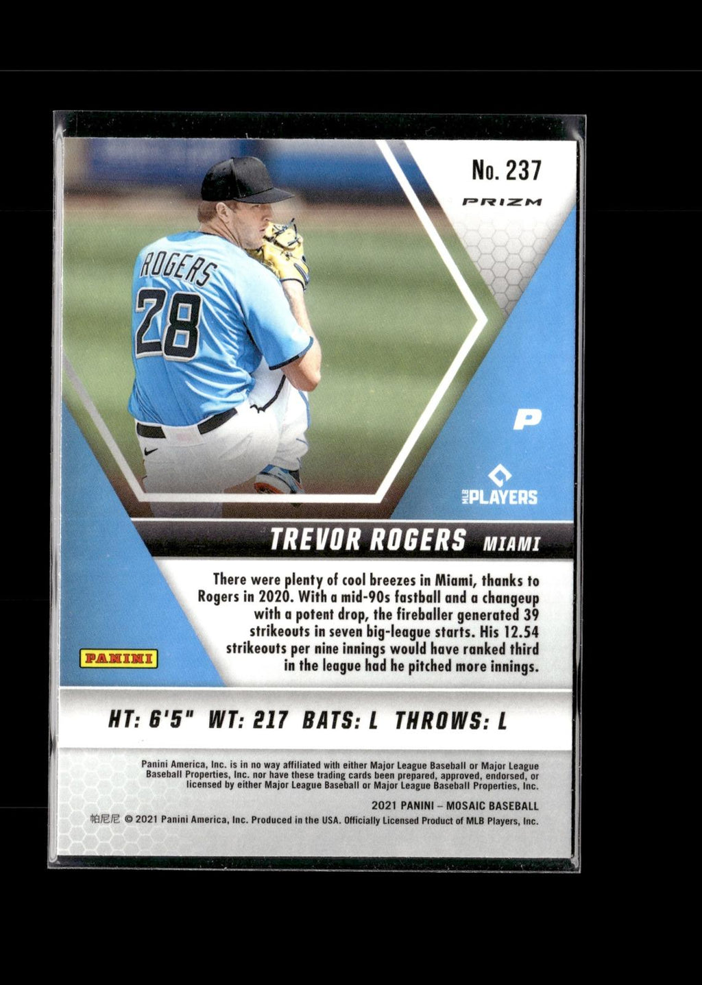Trevor Rogers #237 Reactive Orange 2021 Panini Mosaic Miami Marlins RC