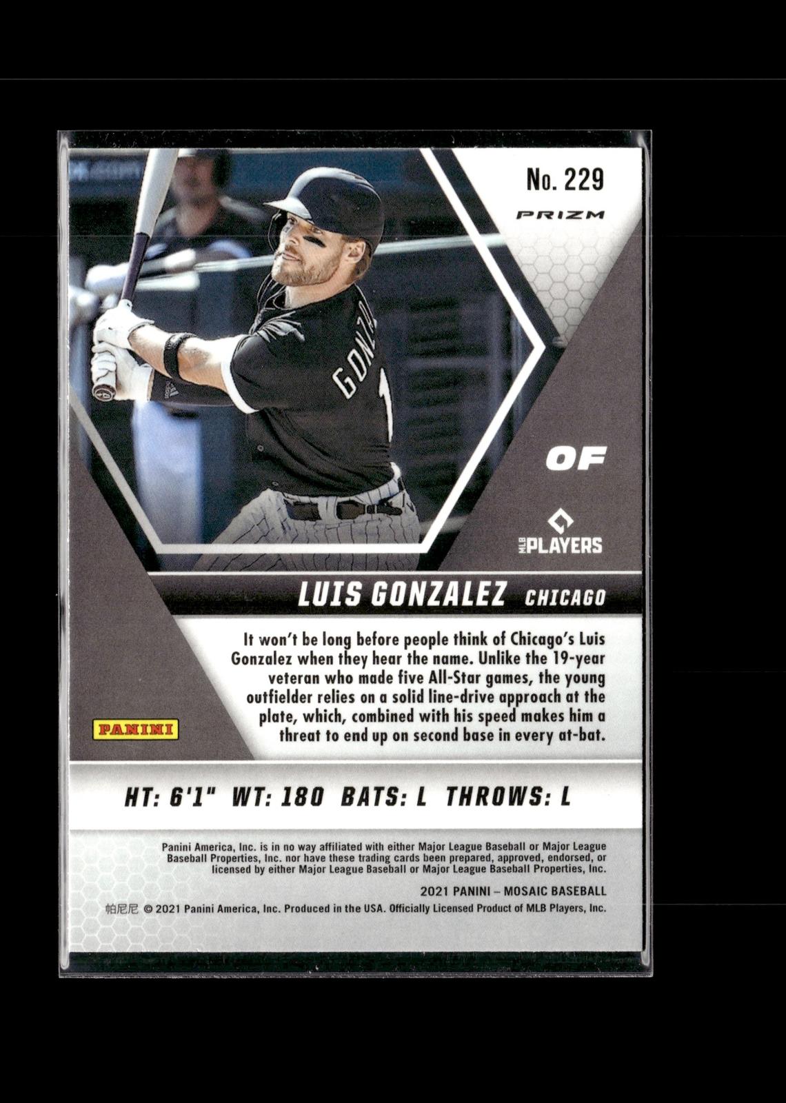 Luis Gonzalez #229 Reactive Orange 2021 Panini Mosaic Chicago White Sox RC