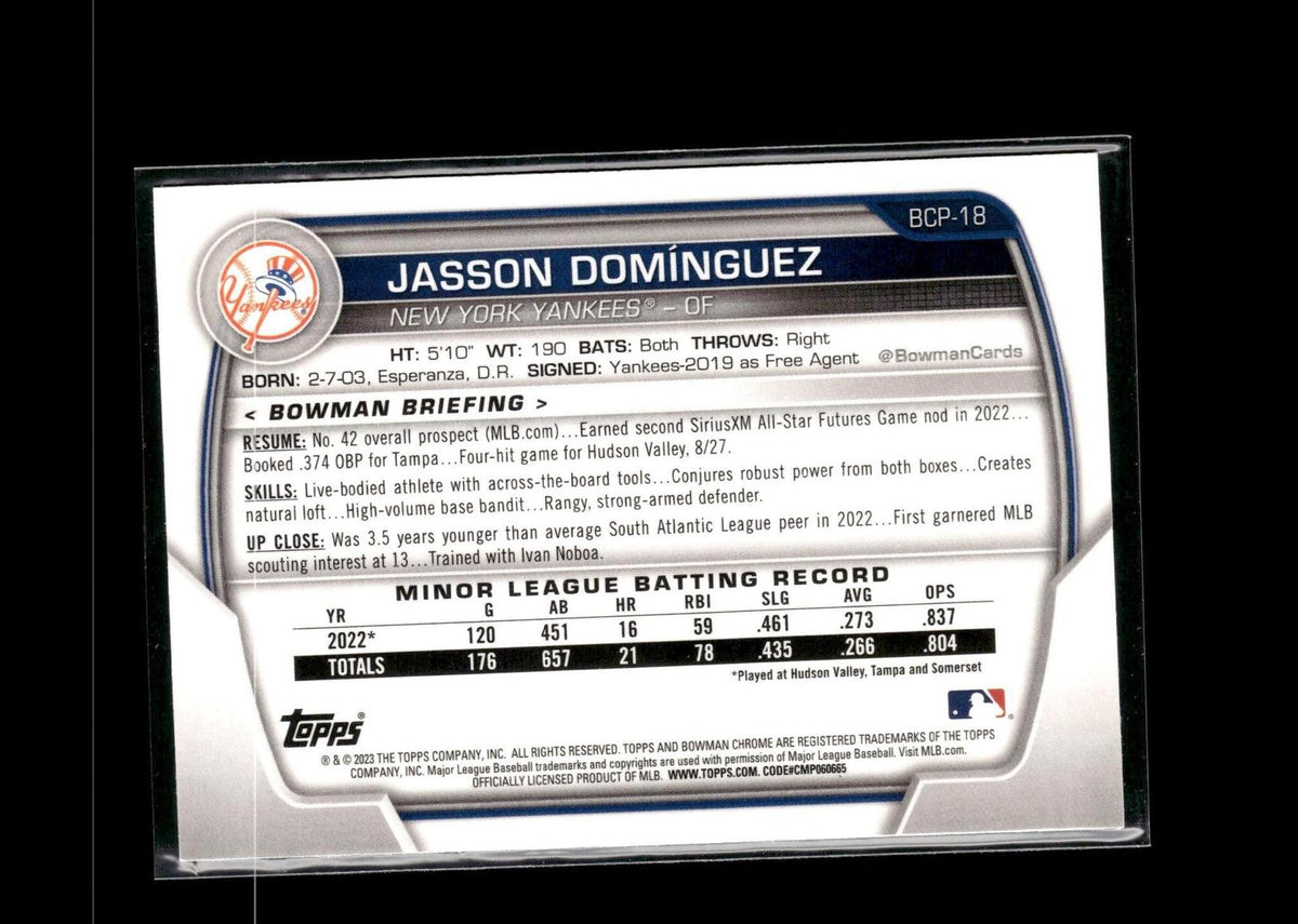 Jasson Domínguez #BCP-18 Chrome Prospects 2023 Bowman New York Yankees