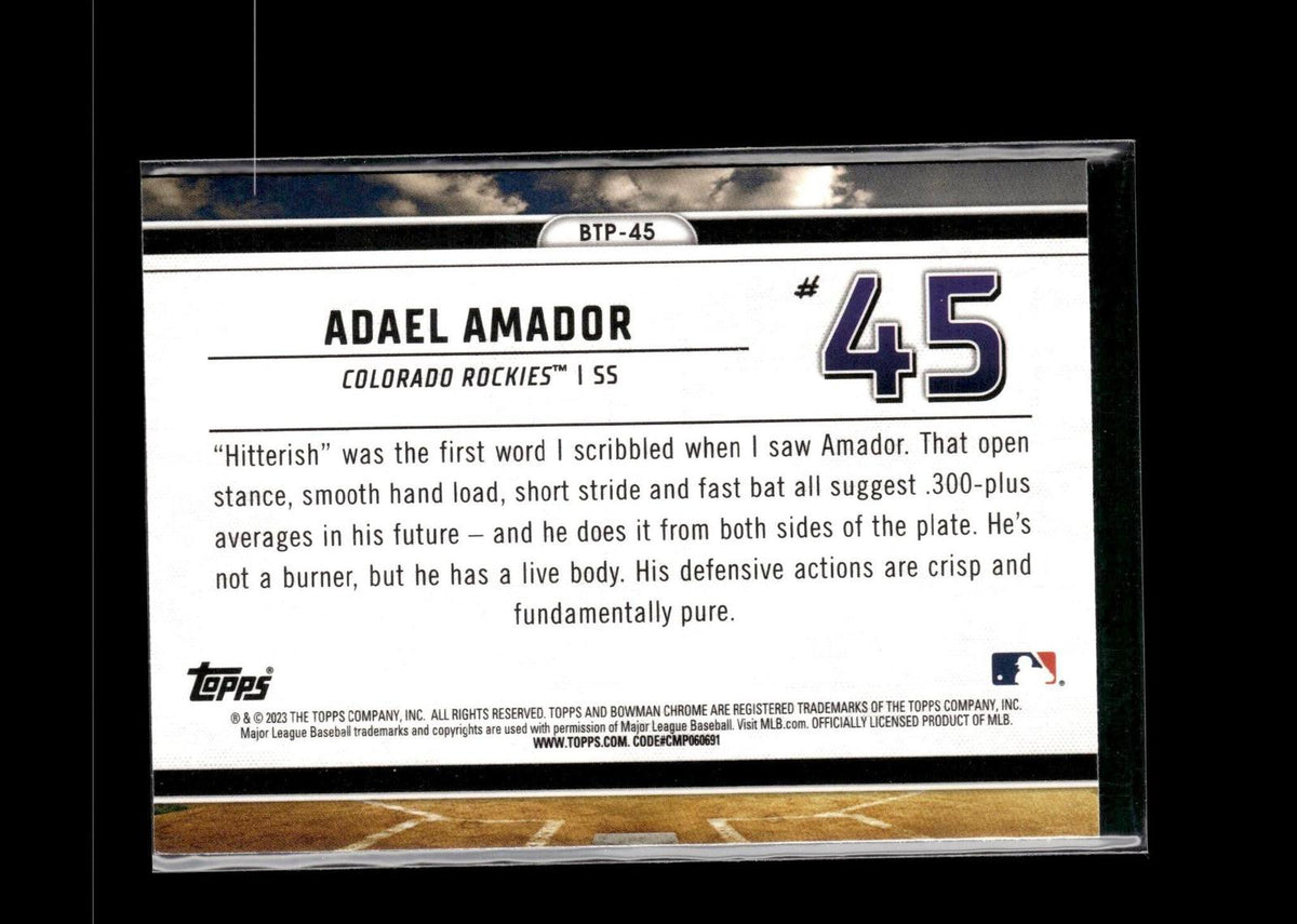 Adael Amador #BTP-45 Bowman Scouts Top 100 2023 Bowman Colorado Rockies