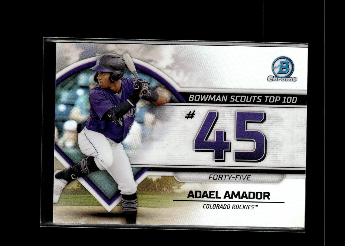 Adael Amador #BTP-45 Bowman Scouts Top 100 2023 Bowman Colorado Rockies