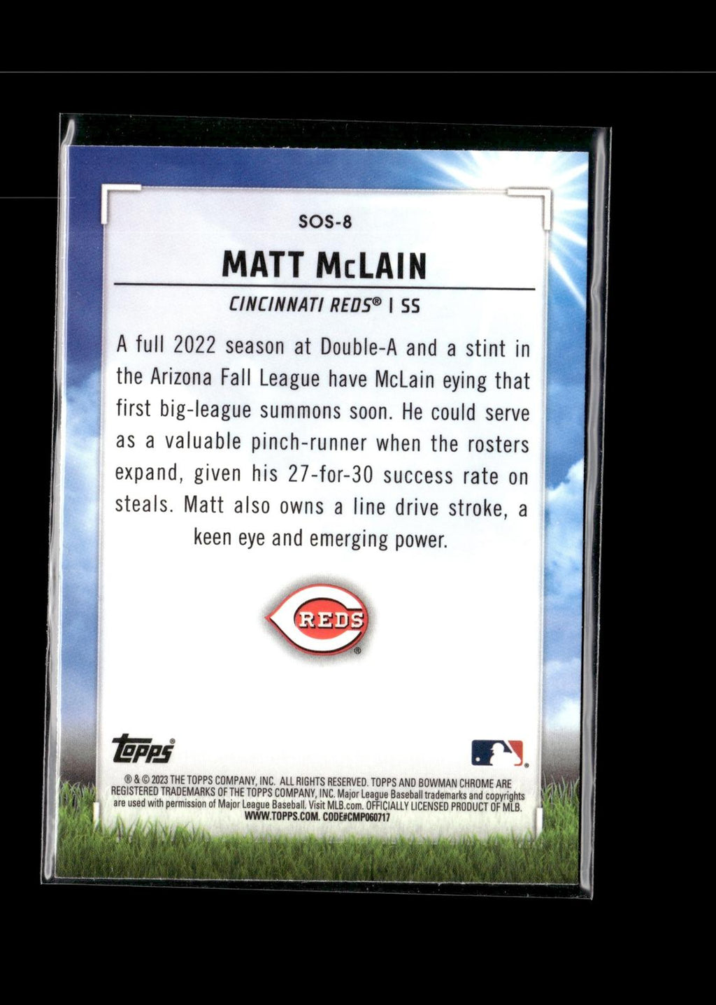 Matt McLain #SOS-8 Sights on September 2023 Bowman Cincinnati Reds