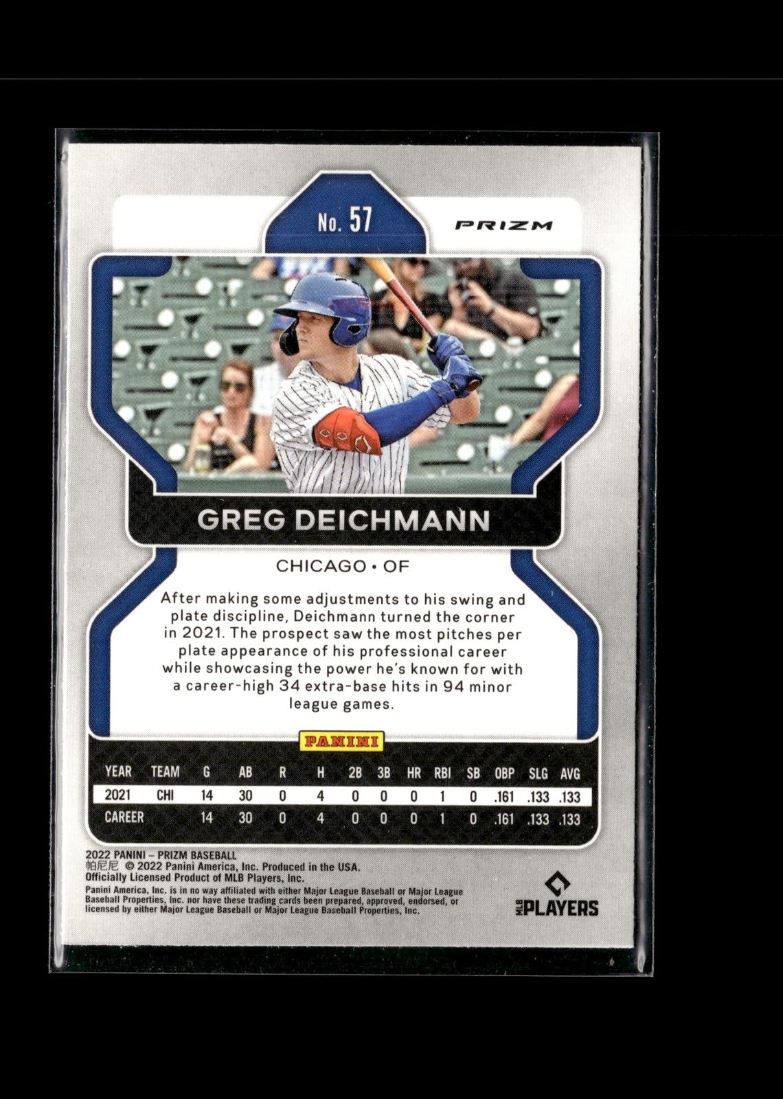 Greg Deichmann #57 Red/White/Blue Prizm 2022 Panini Prizm Chicago Cubs RC