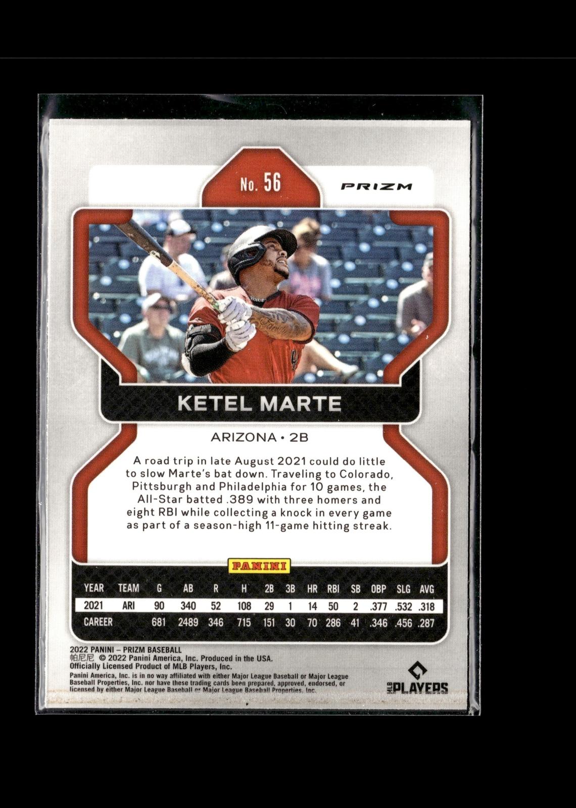 Ketel Marte #56 Red/White/Blue Prizm 2022 Panini Prizm Arizona Diamondbacks