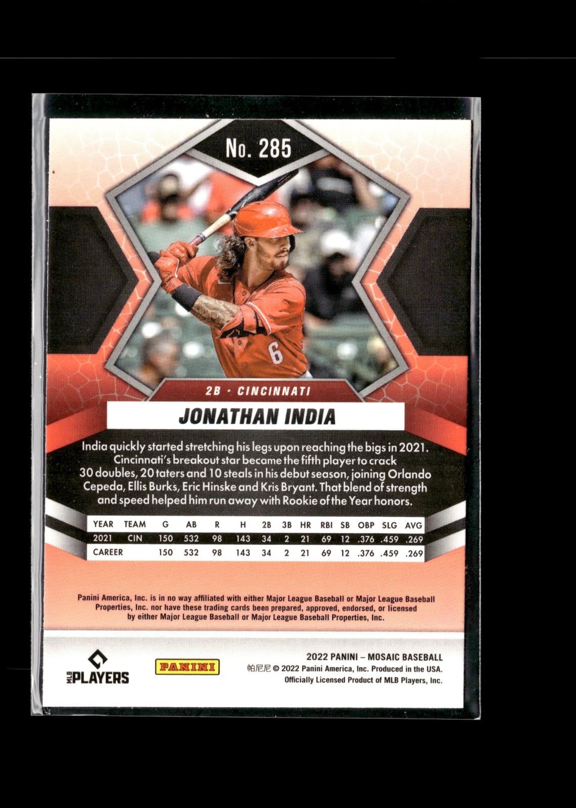 Jonathan India #285 2022 Panini Mosaic Cincinnati Reds