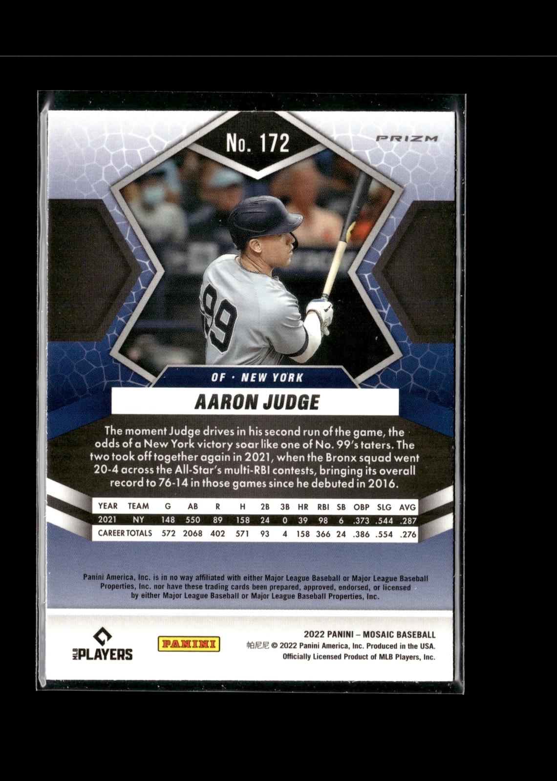 Aaron Judge #172 Green Mosaic 2022 Panini Mosaic New York Yankees