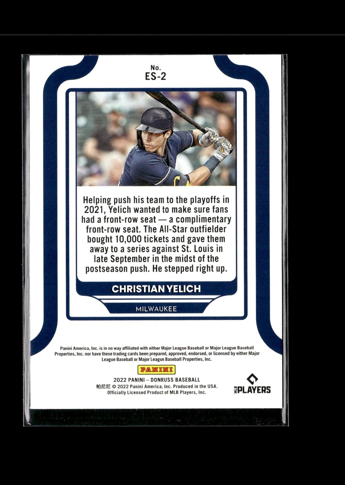 Christian Yelich #ES-2 Elite Series Vector 2022 Donruss Milwaukee Brewers