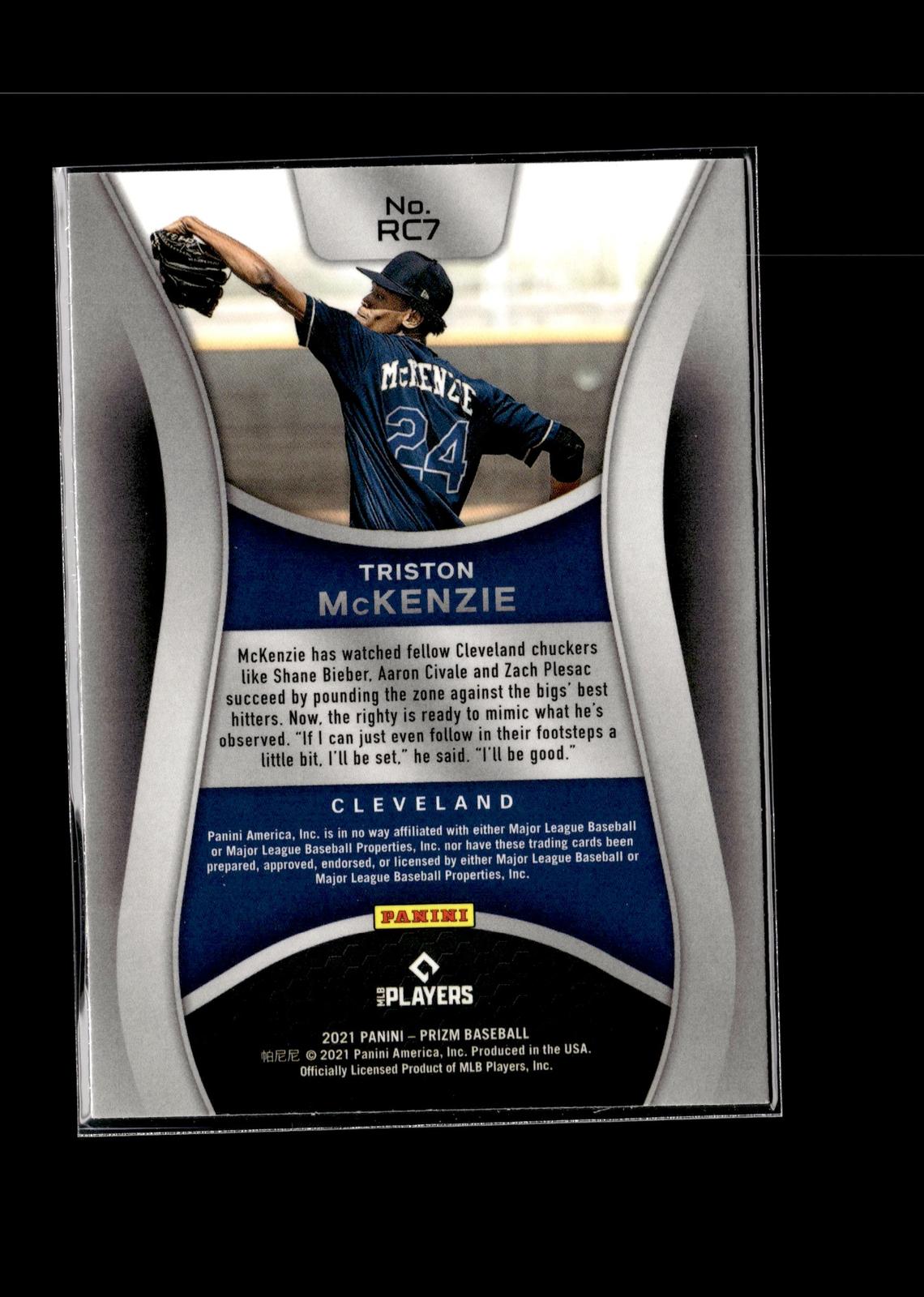 Triston McKenzie #RC7 Rookie Class 2021 Panini Prizm Cleveland Indians