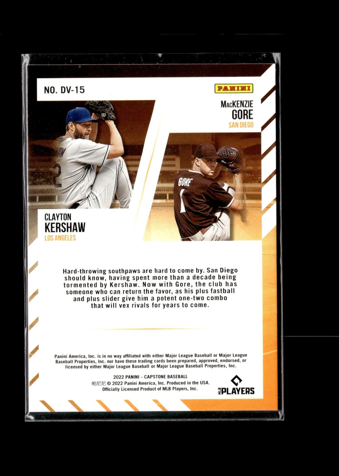 Clayton Kershaw / MacKenzie Gore #DV-15 Deja Vu 2022 Panini Capstone