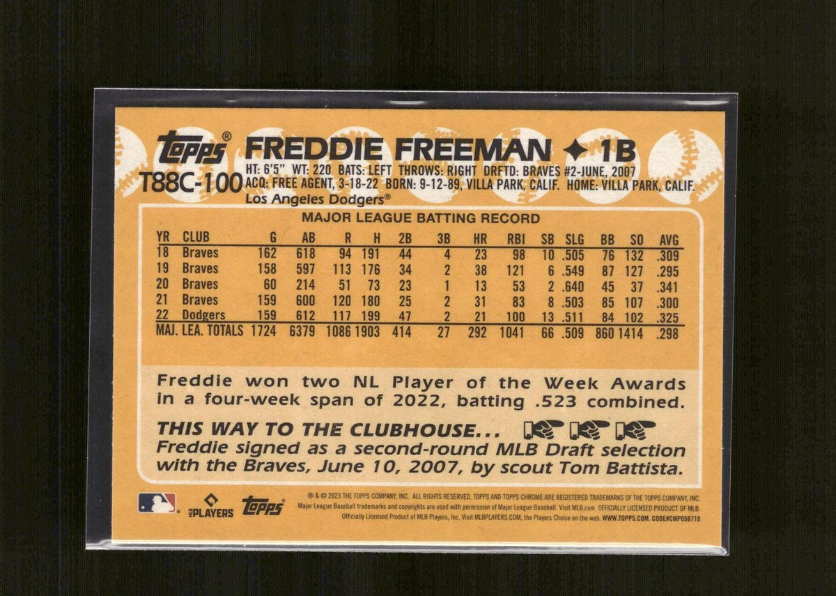 Freddie Freeman #T88C-100 1988 Topps 35th Anniversary Chrome 2023 Topps Dodgers