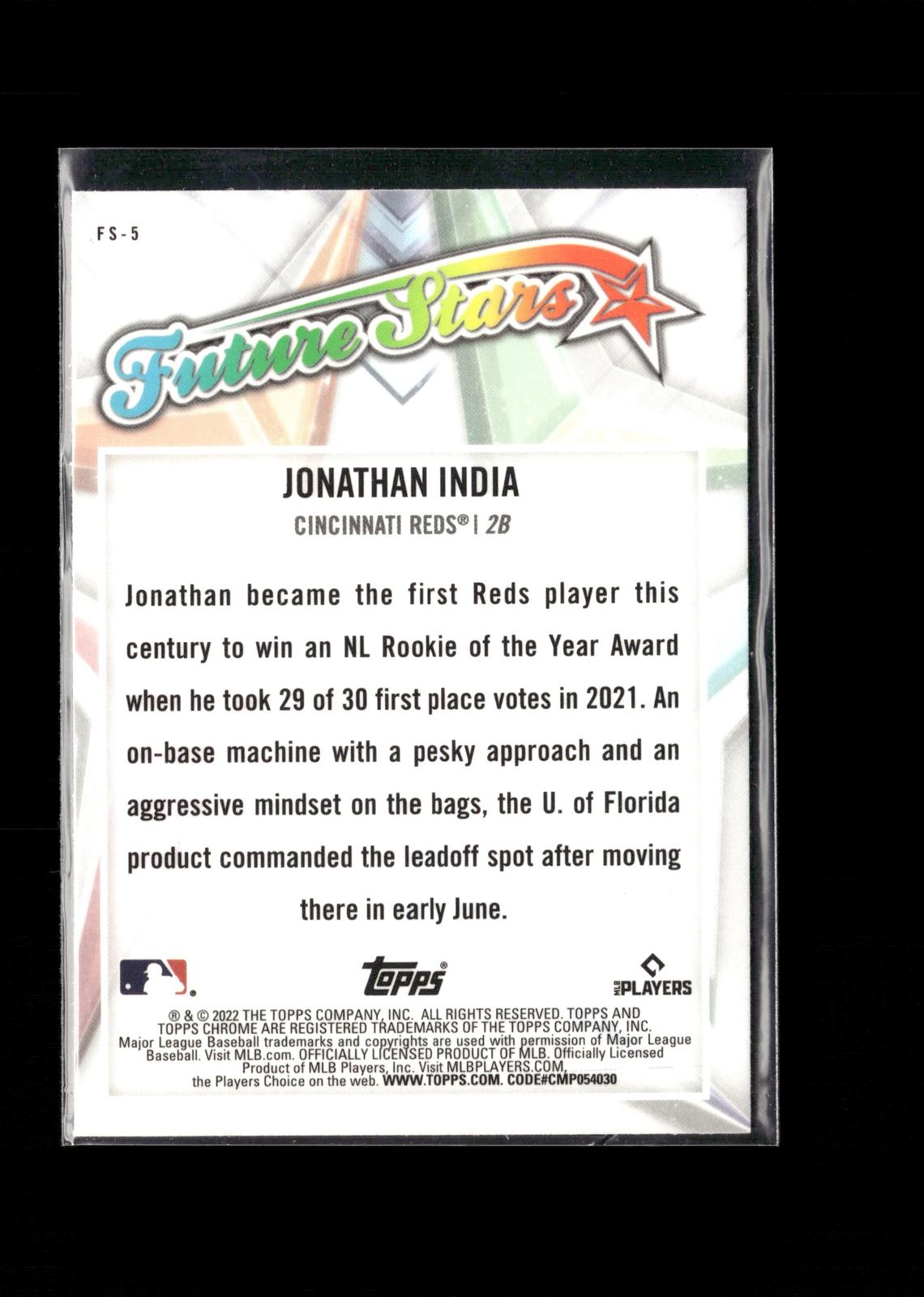 Jonathan India #FS-5 Future Stars 2022 Topps Chrome Cincinnati Reds